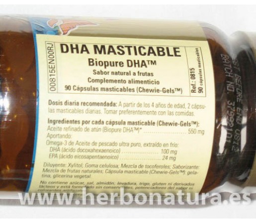 DHA masticable para niños 90 gominolas con forma de pez SOLGAR