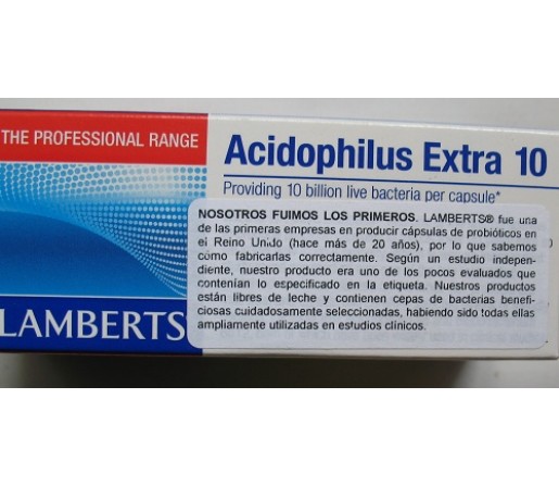 Acidophilus Extra 10 (10000 millones de bacterias amigas) 60 cápsulas LAMBERTS