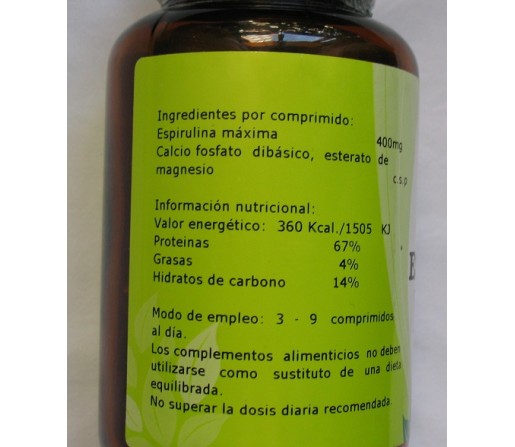 Espirulina 200 comprimidos. CFN