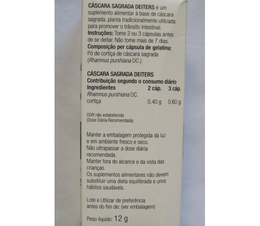 Cáscara Sagrada 60 cápsulas DEITERS