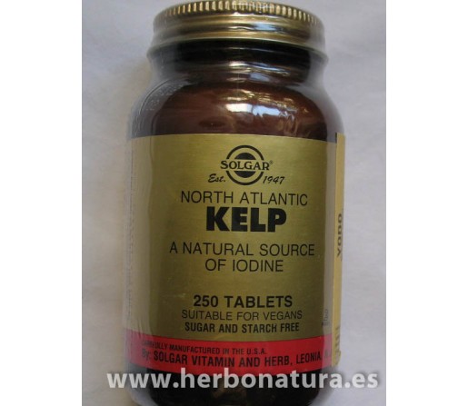Kelp, Yodo de fuente natural 250 comprimidos SOLGAR