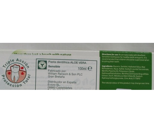 AloeDent dentífrico sensitive 100ml.
