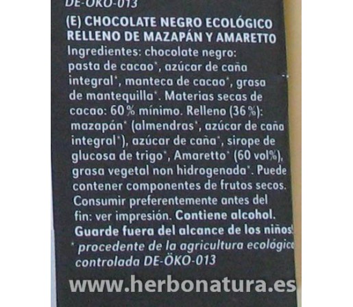 Chocolate Negro Amaretto Biológico 100gr. VIVANI