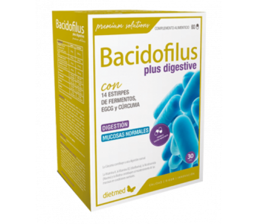 Bacidofilus Plus Digestive, Probiotico, EGCG, Curcuma 60 cápsulas DIETMED