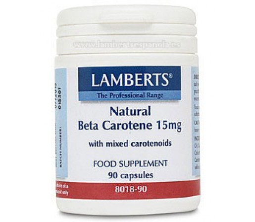 Beta Caroteno Natural 15mg. con mezcla de carotenoides 90 cápsulas LAMBERTS