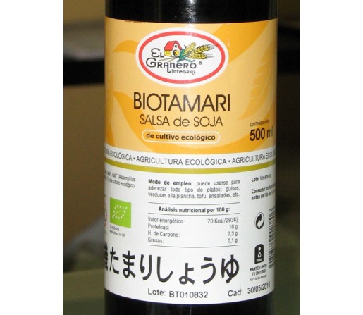Biotamari. Salsa de soja ecológica. 500ml. EL GRANERO INTEGRAL