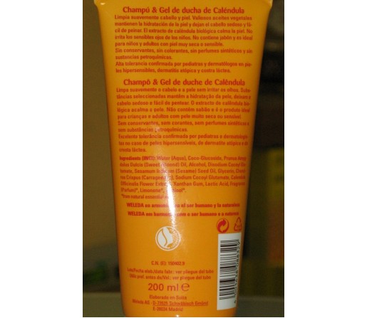 Champú y gel de ducha de Caléndula bebé 200ml. WELEDA