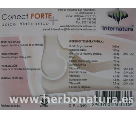 Conect Forte + Acido hialurónico 60 cápsulas INTERNATURE