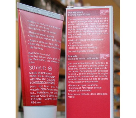 Crema de noche reafirmante de granada 30ml. WELEDA