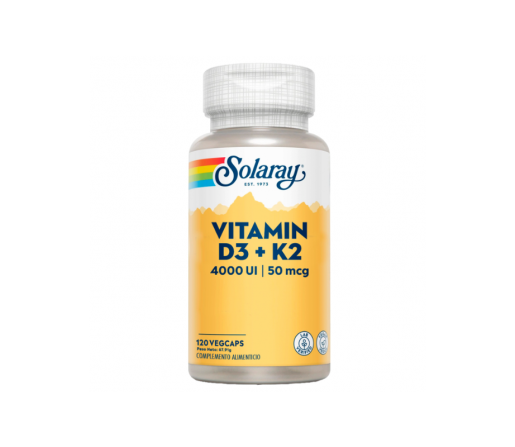 Vitamina D3 con K2, (MK7) 120 cápsulas SOLARAY