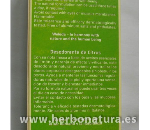 Desodorante Citrus 100ml. WELEDA