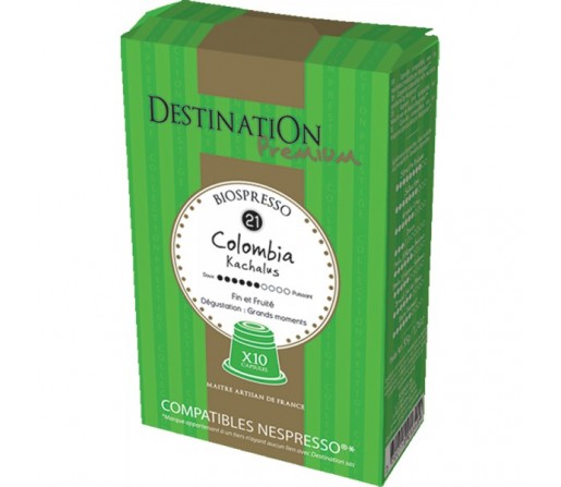 Capsulas Cafe Bio Colombia Kachalus, Compatibles Nespresso 10 cápsulas DESTINATION