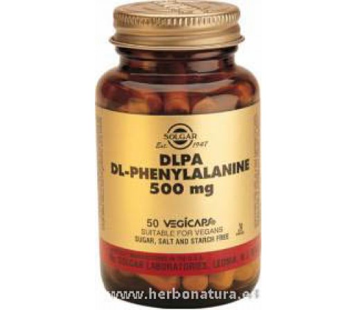 DLPA 500 mg DL-Fenilalanina. En forma Libre 50 Cápsulas vegetales SOLGAR
