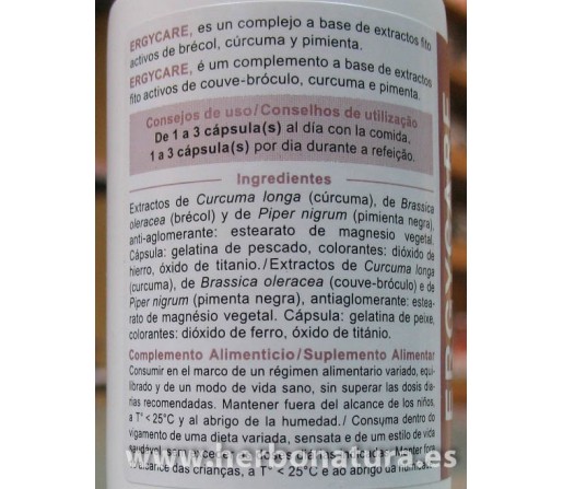 Ergycare (Cúrcuma, Brécol y Pimienta) 80 cápsulas NUTERGIA