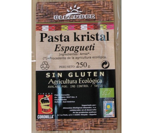 Espagueti Kristal de arroz ecológicos 250gr. OLEANDER
