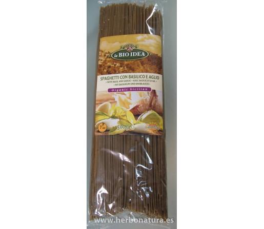 Espaguetis con albahaca y ajo ecológicos 500gr. NATURSOY