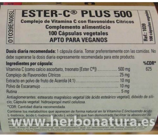 Ester-C® Plus 500 mg. 50 Cápsulas vegetales SOLGAR