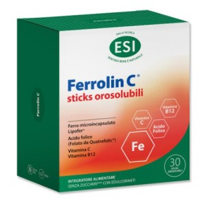 Ferrolin C sticks, Hierro, Acido Fólico, Vitamina C y B12. 30 sticks ESI