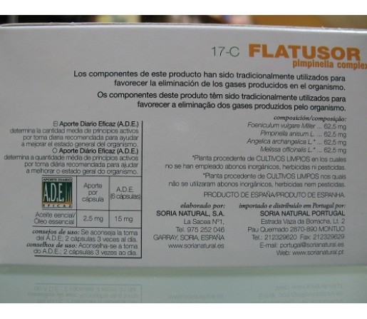 Flatusor XXL Pimpinella Complex 17-C 30 cápsulas SORIA NATURAL