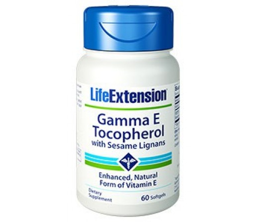 Gamma E Tocopherol con Lignanos de Sesamo, Vitamina E 60 perlas LIFEEXTENSION