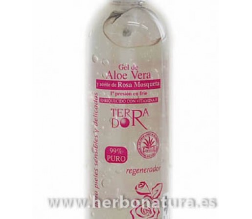 Gel de Aloe Vera y Rosa Mosqueta 1ª presión en frio 99% puro 500ml. Terra d'or DERBOS