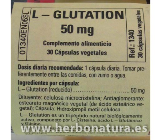 L-Glutation 50mg. 30 cápsulas vegetales SOLGAR