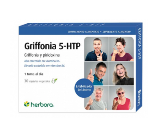 Griffonia 5-HTP, 5-Hidroxitriptófano y Piridoxina 30 cápsulas HERBORA