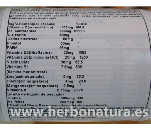 120 Cápsulas Hair Nutrients Nutrición Capilar L-Cisteína - SOLARAY