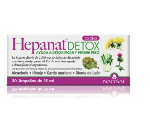 Hepanat Detox, Alcachofa, Cardo mariano, Hinojo, Diente de león 20 ampollas NATYSAL