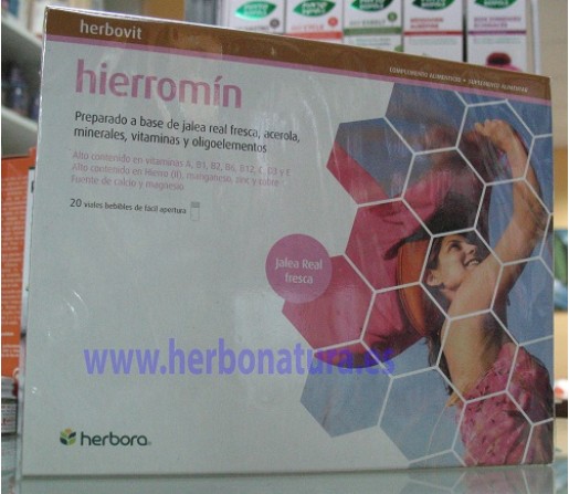 Hierromín Herbovit Jalea Fresca con Acerola, Vitaminas y Minerales 20 viales HERBORA