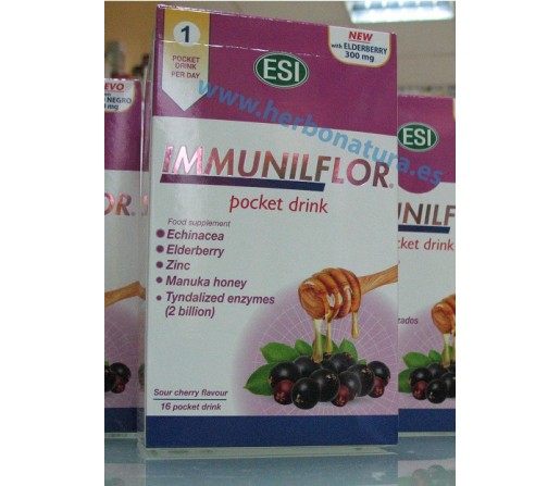 Immunilflor, Equinacea, zinc, Fermentos Lácticos, Manuka... 16 sobres bebibles ESI TREPADIET