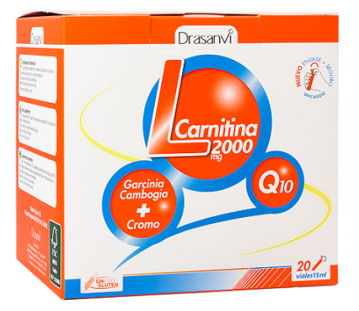 L-Carnitina 2000mg. Garcinia Cambogia Q10 y Cromo 20 viales DRASANVI