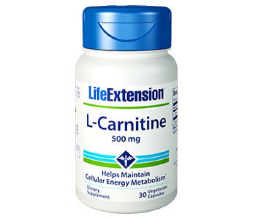 L-Carnitina 500mg. L-Carnitine Tartrate 30 cápsulas LIFEEXTENSION