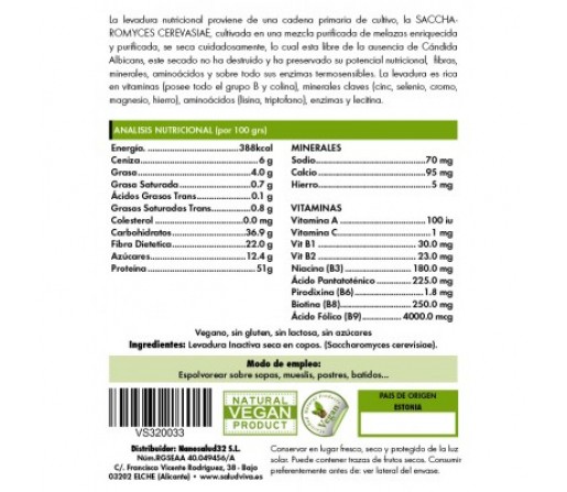 Levadura Nutricional Inactiva Seca en Copos 125gr. SALUD VIVA
