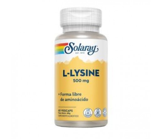 L-lisina Forma Libre 500mg. Lysine 60 cápsulas SOLARAY
