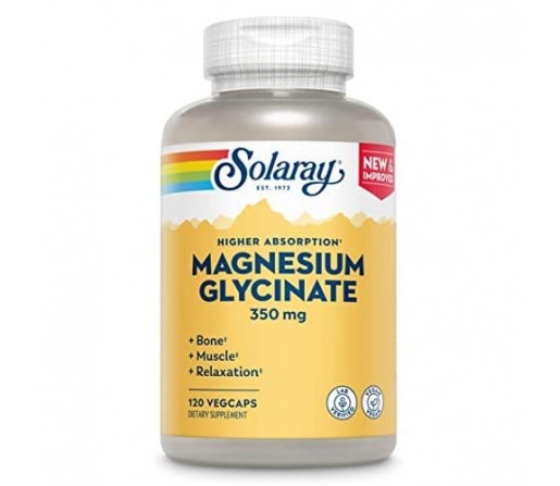 Magnesium Glycinate, Glicinato de Magnesio 120 cápsulas SOLARAY