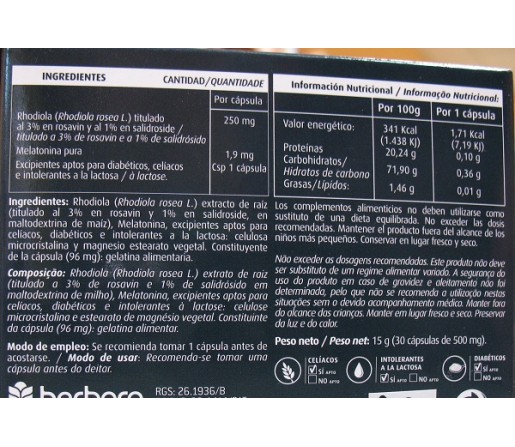 Melatonina Forte 1mg. con Rhodiola 30 cápsulas HERBORA