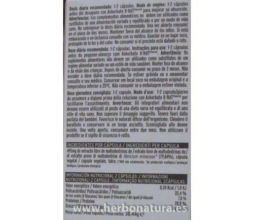 Mico-Leo Melena de León HdT Ecológico (Hericium erinaceus) 70 cápsulas HIFAS DA TERRA