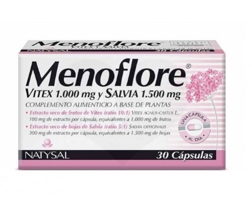 Menoflore con Vitex y Salvia para los síntomas de la menopausia, 30 cápsulas NATYSAL
