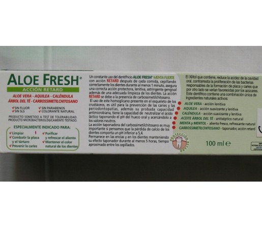 100ml Dentífrico Gel Aloe Fresh Menta - Protección Bucal Natural Avanzada