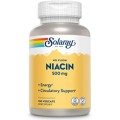 Niacin, Niacina Vitamina B3 (No Ruborizante) 500 mg. 100 cápsulas vegetales SOLARAY