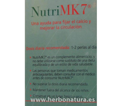Nutri MK7 (45mcg. Vitamina K2 natural) 60 perlas 100% NATURAL