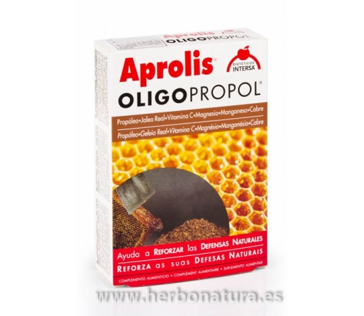Oligopropol Aprolis. Con propóleo, manganeso, cobre, vitamina C y jalea real. 20 ampollas INTERSA