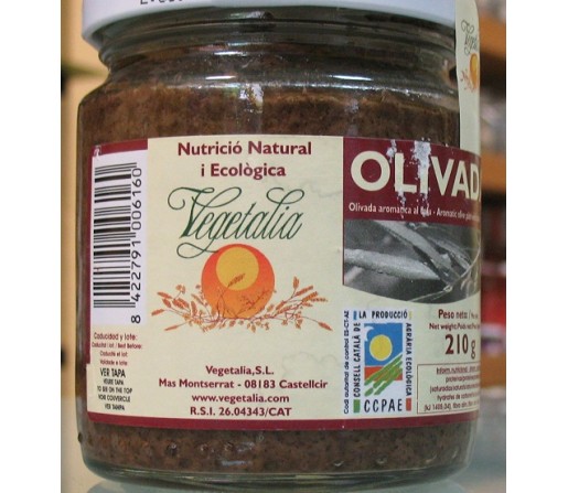 Paté Olivada aromática y tofu biológica VEGETALIA 210gr.