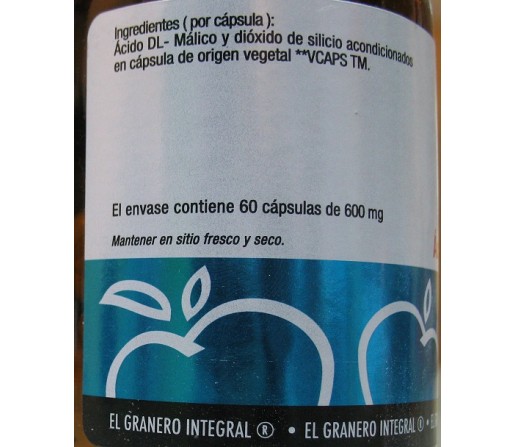Pomalic, Acido Malico de Manzana 60 cápsulas EL GRANERO INTEGRAL