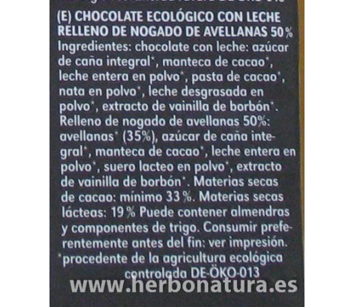 Chocolate Praline Biológico 100gr. VIVANI