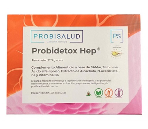 Probidetox Hep, SAMe, Silibinina, Alfa Lipoico, Acetilcisteina... 30 cápsulas PROBISALUD