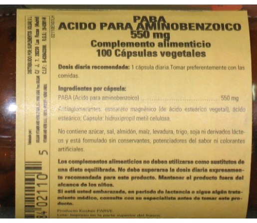 PABA 550mg 100 cápsulas
