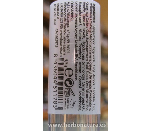 Stick Protector Labial Jojoba Própolis Sin Parabenos Factor 15. 4,5 gr. DRASANVI