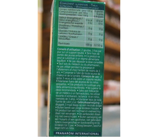 Aceite Esencial Ravintsara (Alcanfor) Ecológico (Cinnamomum camphora QT cinéole) 10ml. PRANAROM